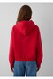 Women's Red Hooded Basic Sweatshirt Red Sweatshirt - 6