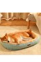 Washable Oval Cat and Dog Bed,Ultra Soft Calming Pet Cushion with Non-Slip Bottom,50x40cm