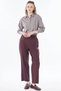 High Waist Trousers with Stitching Detail in Burgundy - 2