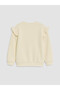 Özmarka New Season Ecru Crew Neck Printed Thick Sweatshirt for Baby Girls - 4