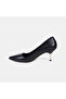 Women's Black Pointed Toe Metal Heeled Leather Stiletto - 3