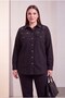 Stone Detailed Plus Size Cotton Shirt Black