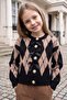 Baklava Patterned Glitter Ribbon Girls' Cardigan
