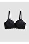 Vizyon New Season Black Underwire Non-Padded Embroidered T-Shirt Bra