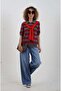 Red Scarf Striped Gray Polo Collar Knitwear - 4