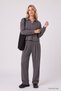 Dark Gray Polo Collar Comfortable Fit Wide Leg Women's Tracksuit Set - 95358
