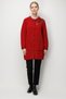 Women's Stand Collar Embroidered Shoulder Buttoned Wool Coat Dark Red - 3