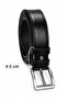 Men's genuine leather 4.5 cm classic and denim belt with metal buckle black