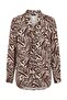 Accessory Detailed Viscose Inside and Satin Outside Plus Size Blouse Brown - 2