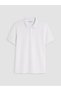 Vizyon New Season White Polo Collar Pique Men's T-Shirt - 4