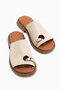 Johny Genuine Leather Beige Flip Flops for Women - 5