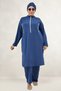 1733 Plus Size Zippered Hijab Swimsuit - Indigo