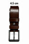 Men's genuine leather 4.5 cm denim and fabric pants belt with metal buckle - brown
