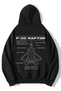 Unisex Oversize F-22 Raptor Hoodie Black
