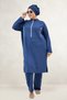 1733 Plus Size Zippered Hijab Swimsuit - Indigo - 4