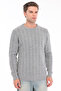 Gray Men's 80% Wool 20% Acrylic Thin Hair Knitted Patterned Crew Neck Knitwear Sweater Trist-5373 - 3