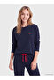 Two Mt Shop Quality Lcw Young Navy Blue Combed Cotton Polka Dot Long Sleeve Women's Pajama Set - 2