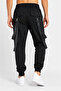 Men's Techwear Jogger Sweatpants with Stripe Accessories and Front Pocket Detail - Black - 3