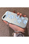 Blue Flower Printed Phone Case with Acrylic Hard Back Panel and Silicone Edges Compatible with iPhone 7 Plus/8 Plus - 3