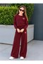 Girls' Tracksuit Set Burgundy Bowknot Sweatshirt and Wide-Leg Pants 2-Piece Set