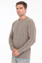 Mink Men's 80% Wool 20% Acrylic Thin Hair Knitted Patterned Crew Neck Knitwear Sweater Trist-5373 - 2