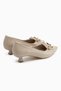 Juliet Beige Buckle Short Heeled Women's Shoes - 5