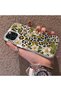 iPhone 13 Pro Compatible Aesthetic Floral-Leopard Pattern Case Acrylic Hard Back Silicone Edge - 3