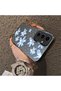 Samsung Galaxy S24 Fe Compatible Acrylic Hard Back Panel Silicone Edged Blue Flower Printed Phone Case - 4