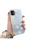 iPhone 12 Mini Compatible Acrylic Hard Back Panel with Silicone Edges Blue Flower Printed Phone Case