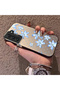 Samsung Galaxy S22 Compatible Acrylic Hard Back Panel Silicone Edged Blue Flower Printed Phone Case - 3