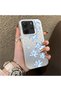 Xiaomi Redmi Note 14 4g Compatible Acrylic Hard Back Panel with Silicone Edges Blue Flower Printed Phone Case - 3