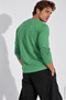 Men's Crew Neck Green Body 100% Cotton Long Sleeve T-Shirt - 4
