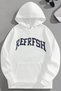Unisex 3 Thread Cotton White Refresh Print Loose Fit Sweatshirt Hoodie