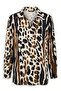 Patterned Viscose Inside and Satin Outside Plus Size Blouse Beige - 2