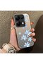 Xiaomi Redmi Note 13 Pro 4g Compatible Acrylic Hard Back Panel with Silicone Edges Blue Flower Print Phone Case - 3