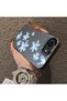 iPhone 16E Compatible Acrylic Hard Back Panel Silicone Edged Blue Flower Printed Phone Case - 4