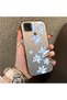 Xiaomi Poco C31 Compatible Acrylic Hard Back Panel with Silicone Edges Blue Flower Printed Phone Case - 2