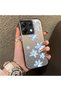 Xiaomi Poco X6 Compatible Acrylic Hard Back Panel with Silicone Edges Blue Flower Printed Phone Case - 2