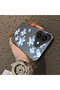 iPhone 16 Plus Compatible Acrylic Hard Back Panel Silicone Edged Blue Flower Printed Phone Case - 4