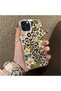 iPhone 13 Pro Max Compatible Aesthetic Floral-Leopard Pattern Case Acrylic Hard Back Silicone Edge - 2