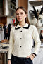 Argyle Patterned Shirt Collar Women's Knitwear Sweater