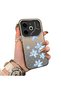 Blue Flower Printed Phone Case for Tecno Pova 6/Pova 6 Pro 5g Compatible Acrylic Hard Back Panel with Silicone Edges