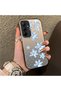 Samsung Galaxy A35 Compatible Acrylic Hard Back Panel Silicone Edged Blue Flower Printed Phone Case - 2