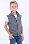 Boy's 3 Thread Yarn Stand Collar Zippered Double Pocket Vest - 4
