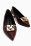Juliet Burgundy Buckle Short Heeled Women's Shoes - 4