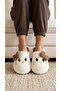 Women's Brown Hello Motif Furry House Slippers 3 cm Byndti̇mjhk01 - 3