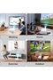 حامل جهاز عرض، فولاذ فضي، قاعدة قابلة للتعديل بزاوية 360 درجة، تصميم عصري بسيط - 4