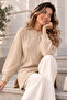 Patterned Knitwear Sweater K6059 Camel - 2