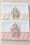 Pearl Laced Embroidered Gift Dowry Box for Bride and Groom, Boxed 100% Cotton Kitchen Towel Set, Floral Model 30×50 Size, 6 Pieces - 3