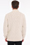 Beige Men's 80% Wool 20% Acrylic Hair Knit and Diamond Patterned Buttoned Stand Collar Knitwear Sweater Trist-5374 - 4